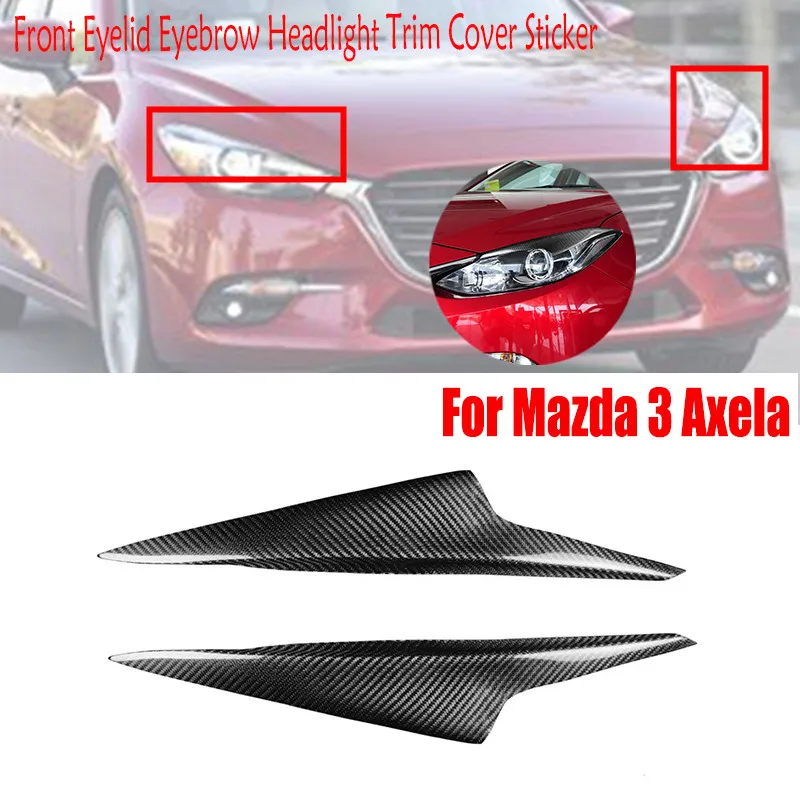 

Для Mazda 3 Axela 2016 2017 углеродное волокно автомобильный Стайлинг передние веки для бровей накладка на фару наклейка на крышку