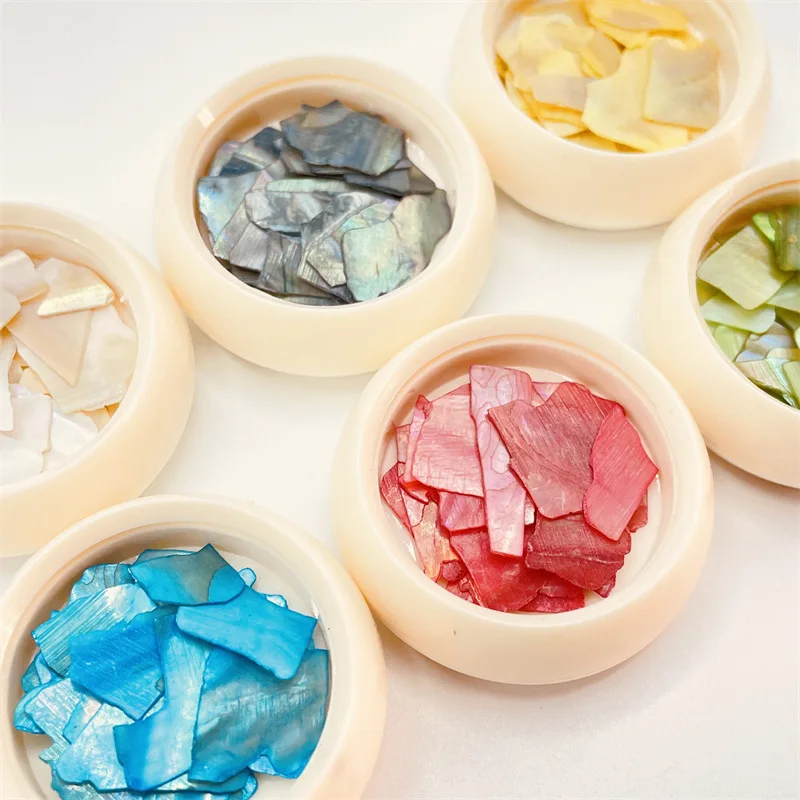

6Pcs Nail Art Abalone Shell Decoration Colorful Holographic Nail Glitter Natural Shell Gems For UV Gel Nail Art Decoration Charm