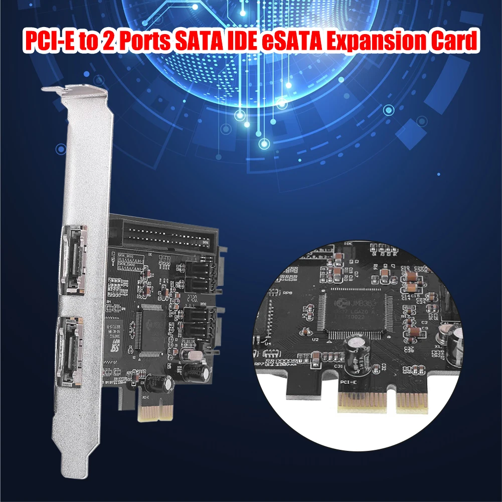 PCI Express плата расширения JMB363 PCI-E PCIe на 2 порта SATA IDE eSATA адаптер конвертер RAID карты