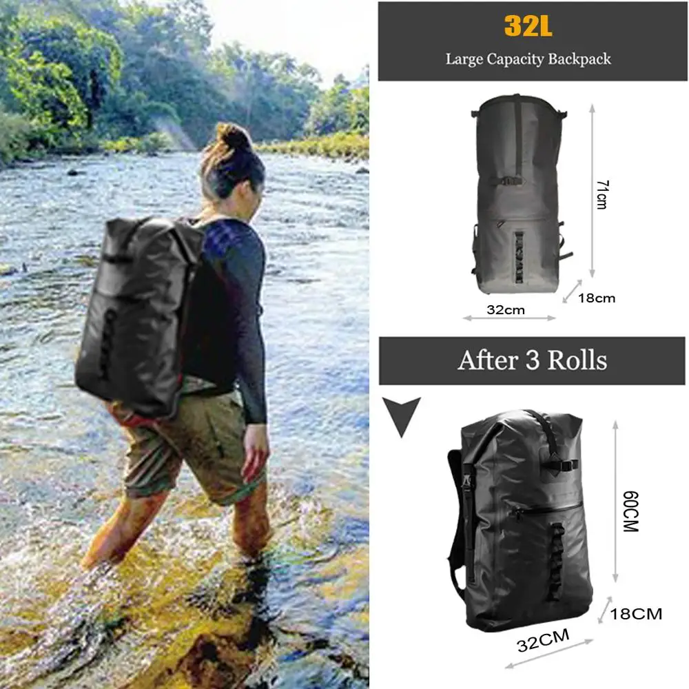 Водонепроницаемая сумка рюкзак с откидной крышкой и передним карманом на молнии