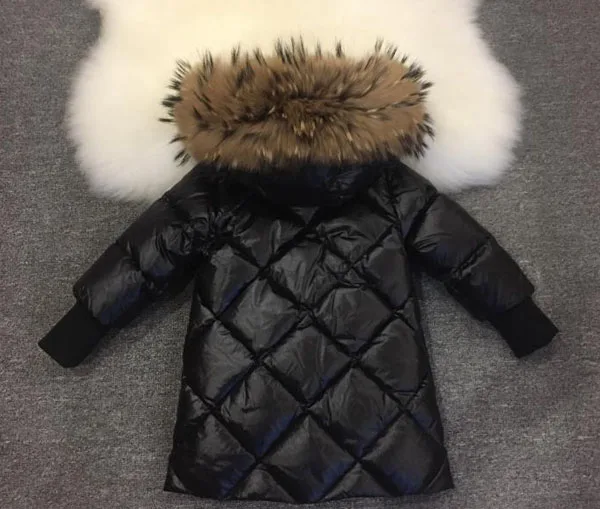 Детская длинная пуховая куртка пуховик для девочек толстое пальто с воротником