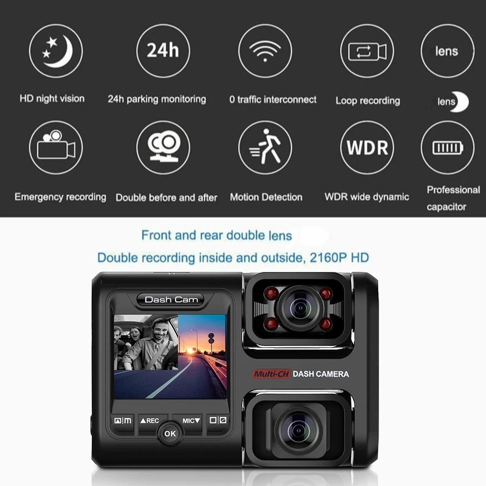 2 Inch Dash Camera Car DVR Dual Lens Infrared Night Vision WiFi G-Sensor HD 1080P Front And Rear Built-in | Автомобили и