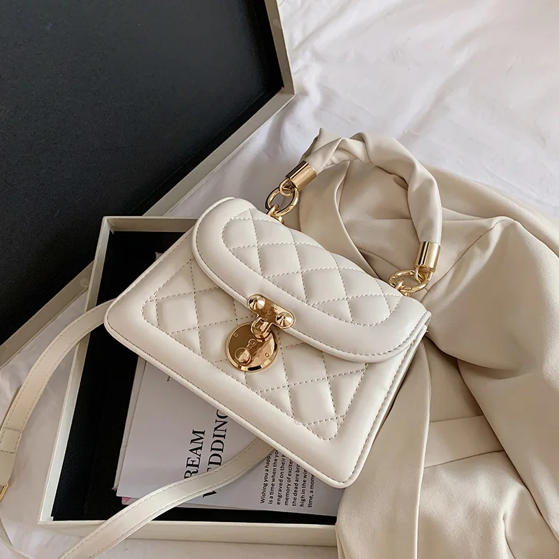 

Quilted Crossbody Bags for Women 2021 Small Chain Handbag Small Bag PU Leather Hand Bag Ladies Designer with Handle