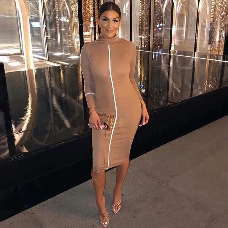 

DISEYAR 2021 Summer Spring Casual Slim Bodycon Dress For Women Cloth Female Fashion Party Dresses With Long Sleeves Y2K