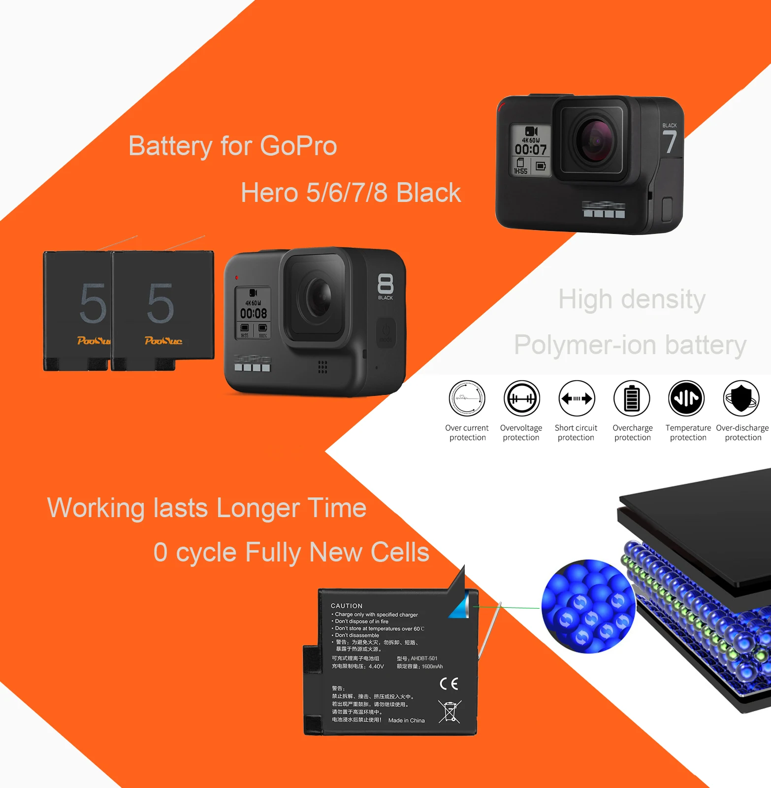 2 шт. Аккумулятор для GoPro hero 8 7 черный аккумулятор+ коробка для хранения зарядное устройство Go Pro hero 5 hero 6 hero 7 черная Экшн-камера