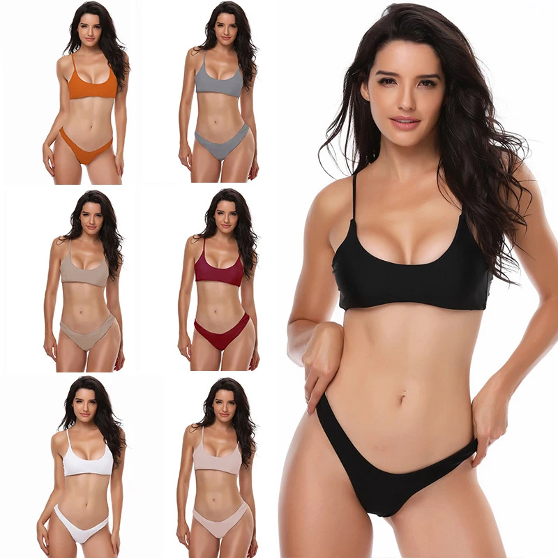 Сексуальный комплект бикини пуш ап для женщин 7 цветов бандажный купальник