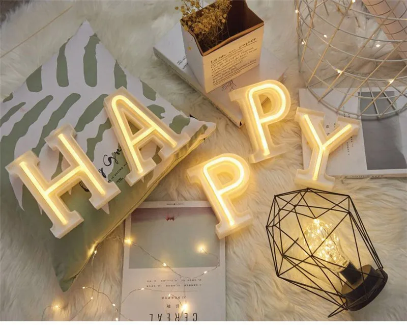 16CM Height 3D White Letters Wedding Decoration Ornaments 0-9 Numbers LED Light Indoor Wall Hanging Birthday Party Xmas Decor