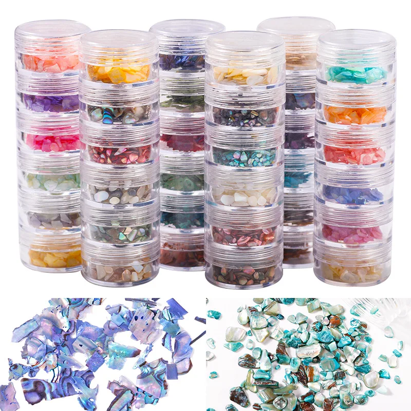 

6 Box/set of Nail Shell Color Ultra-thin Shell Abalone Fragments Nail Art Irregular Fragments 3D Nail Art Decoration Accessories
