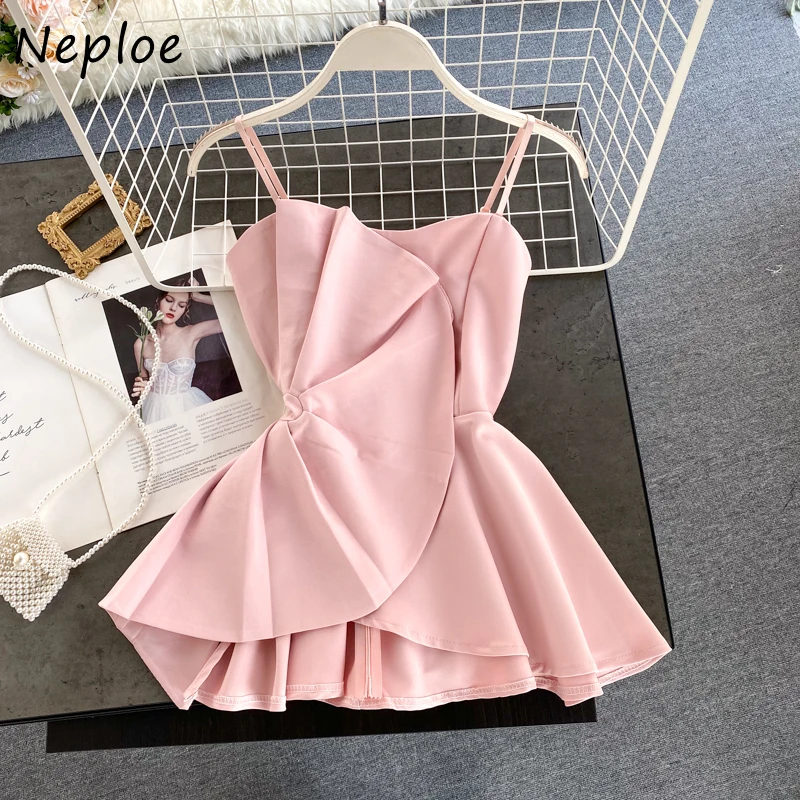 Женская плиссированная майка Neploe летняя приталенная Майка с оборками и