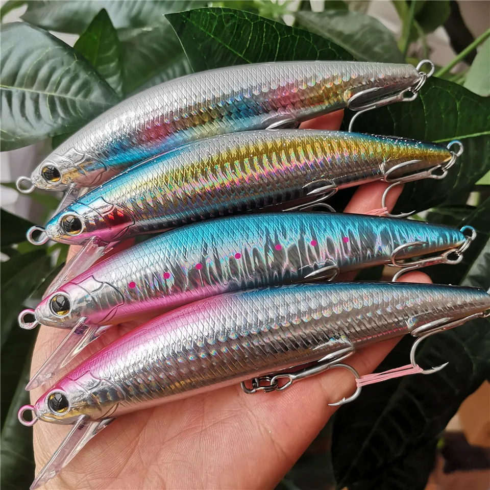 

SWOLFY 4PCS /LOT Sinking Minnow Hard Lure 12cm/40g 14cm/60g 6Colors Two Treble Hooks Crankbait Artificial Fishing Tackle