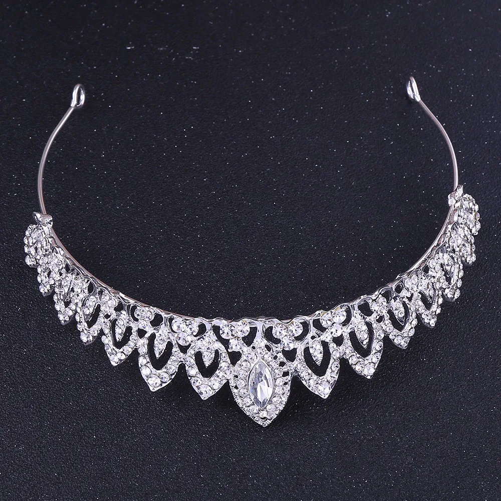 

New Europe and America Gorgeous Crystal Jewelry Tiara Crown Alloy Rhinestone Bride Small Crown Headband Wedding Headdress