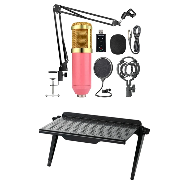 RISE-Bm800 Professional Подвеска для микрофона Kit (розовый + золотой) и стеллаж хранения
