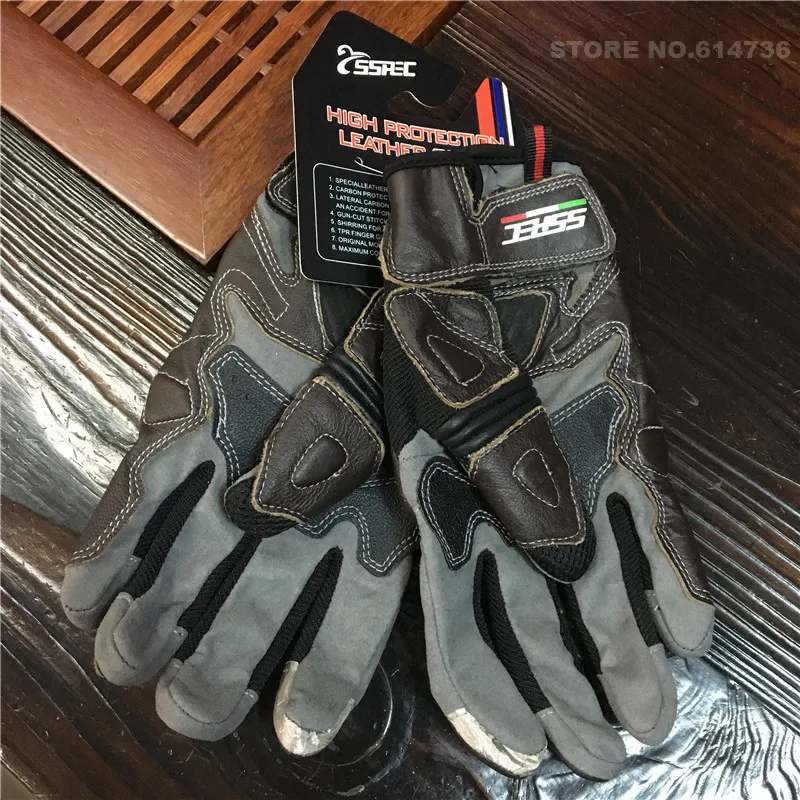 

Men's Leather Motorcycle Gloves Mesh Breathable Motorcycle Gear Red Brown Retro Motocross Gloves Touch Screen Off-Road Gear