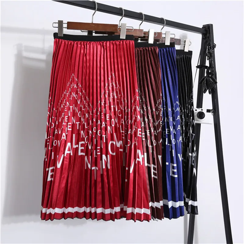 Женская длинная Плиссированная юбка черно белая плиссированная с мультяшным