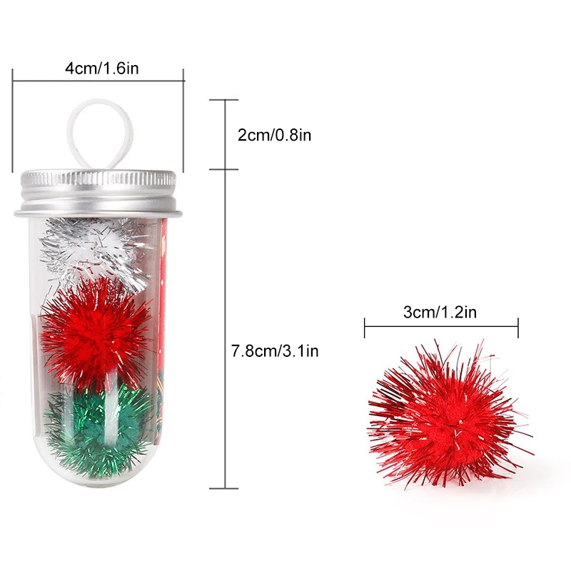 

3PCS Pet Sparkle Ball Cat Interactive Toy Polyester Silk Kitten Toy Pet Training Toy Kitten Chew Toy Cat Toy With Storage Bottle