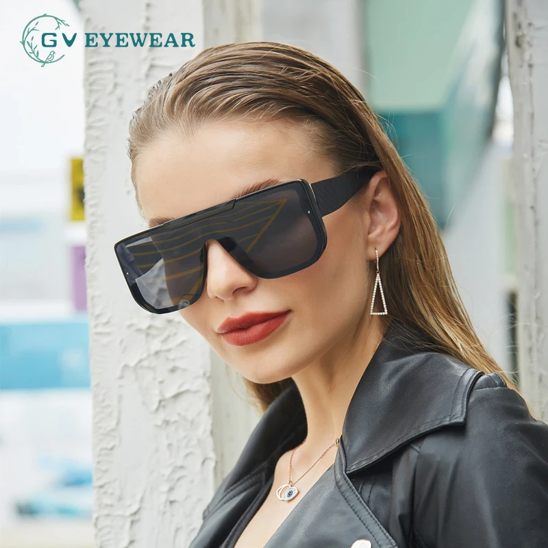 

New style 2021 sunglasses woman fashion one big square luxry brand eyeglasses trend outdoor high quality comfort wearing glasses