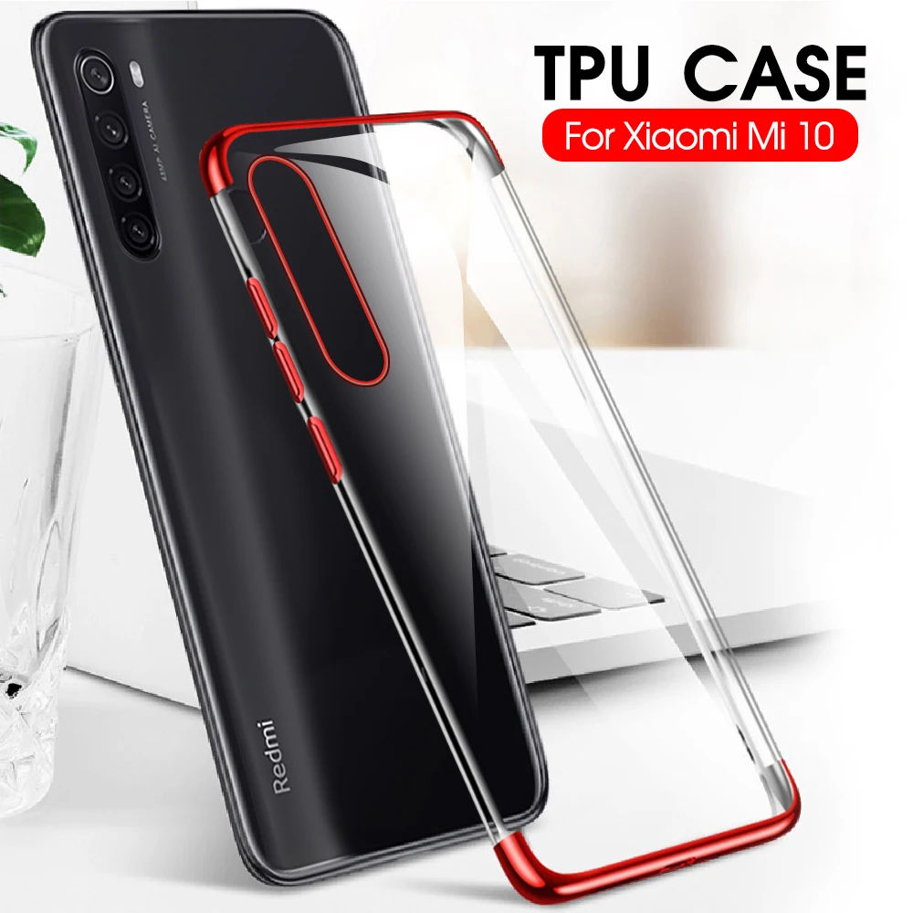 Мягкий прозрачный чехол с гальваническим покрытием для Xiaomi Mi Note 10 Lite Mi9 Pro из ТПУ