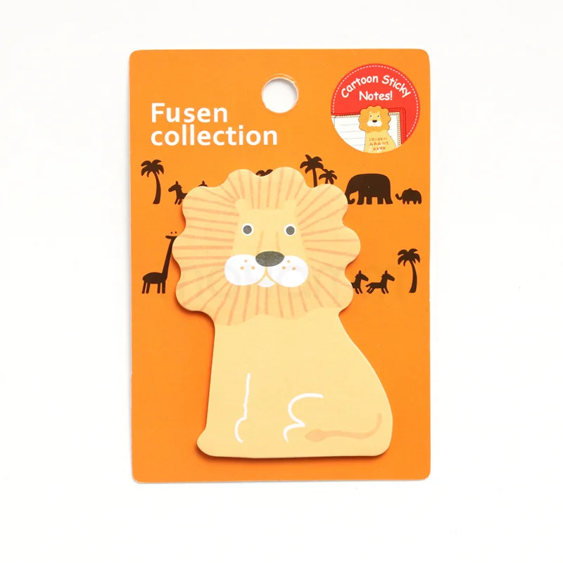 8Pcs Cute Animal Lion Penguin Elephant Sticky Notes Memo Pads for Kids School Stationery Office Supplies Note Pad Bookmark Decor |