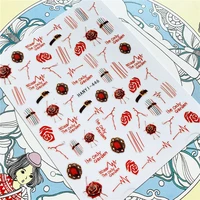 hanyi 446 gemstone rose vertical bar 3d back glue nail art stickers decals sliders nail ornament decoration