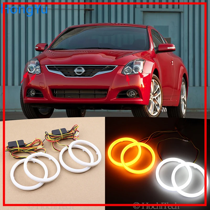 Для Nissan Altima Coupe 2010 2011 2012 2013 Хлопок горки светодиодный двойной Цвет Ангел глаз