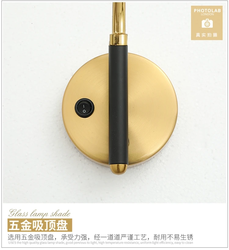 Прикроватный светильник простой Регулируемый Настенный золотого цвета для