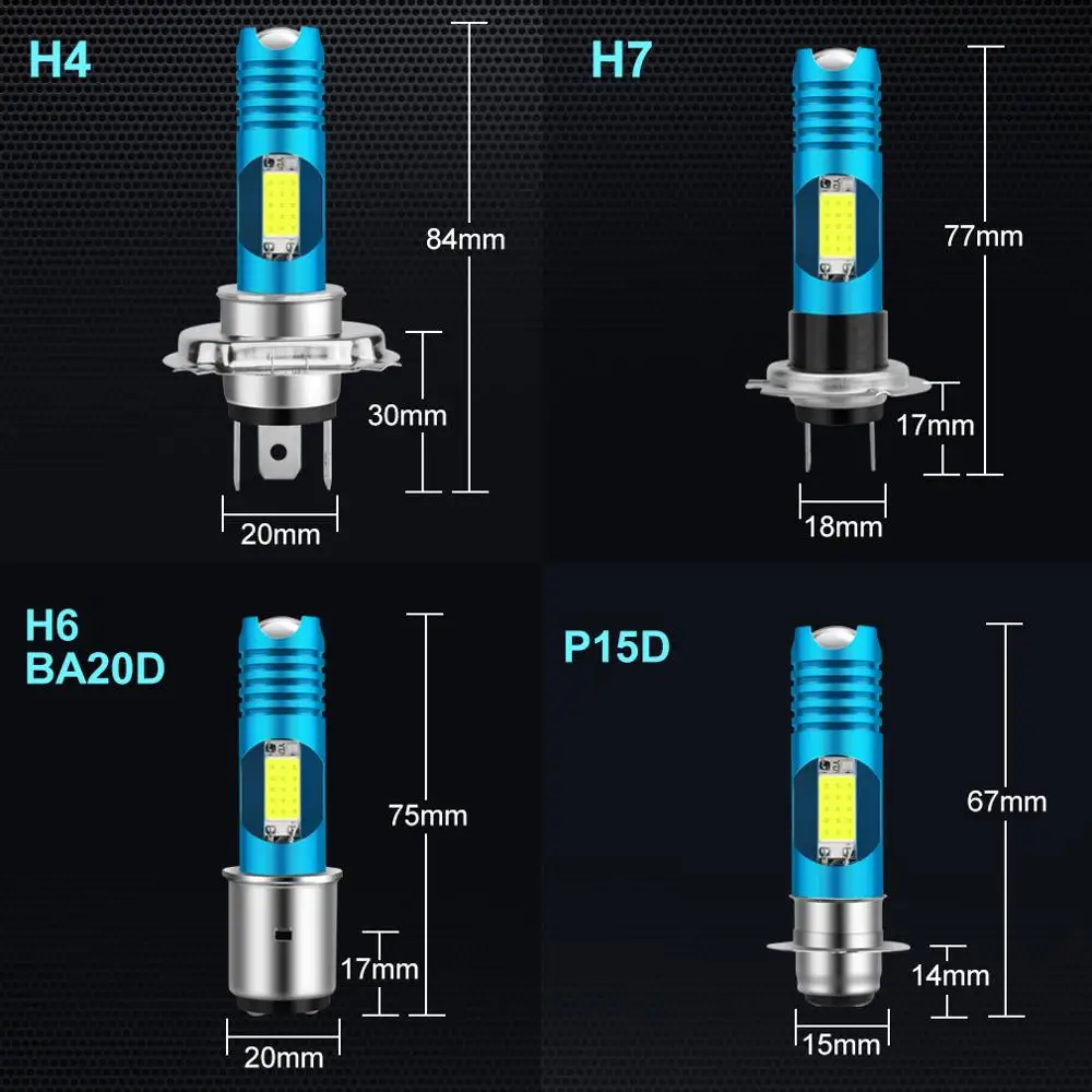 

H7 P15D H6 BA20D LED H4 Motorcycle Headlight Bulbs COB RGB Changable Lamp Moto Lights Motorbike Accessories 12V 24V 6000K White