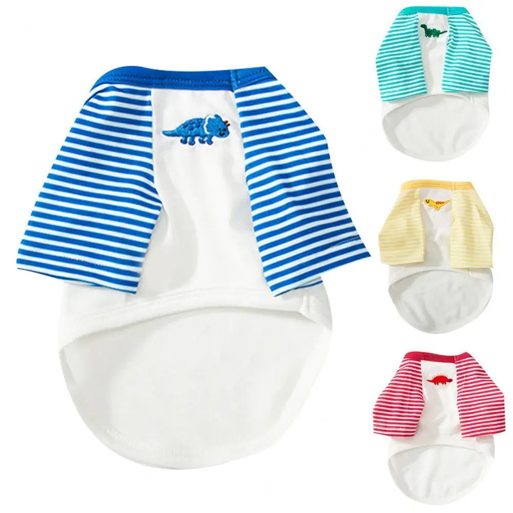 Дышащая модная одежда для собак полосатый лоскутный дизайн с круглым вырезом