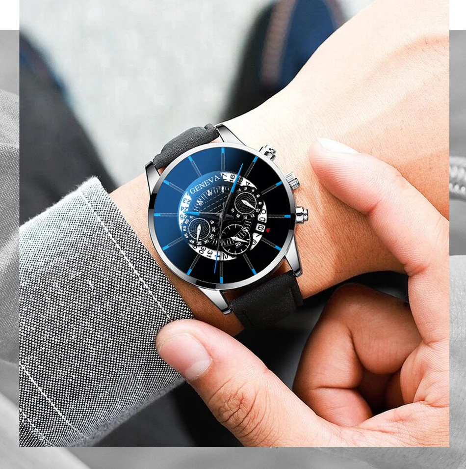 Новые модные мужские часы с кожаным кварцем креативные Роскошные наручные