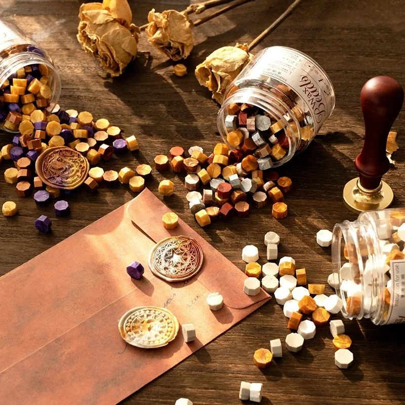 

100Pcs Seal Stamp Wax Vintage Wax Seal Stamp Tablet Pill Beads for Envelope Wedding Wax Seal Ancient Sealing Wax