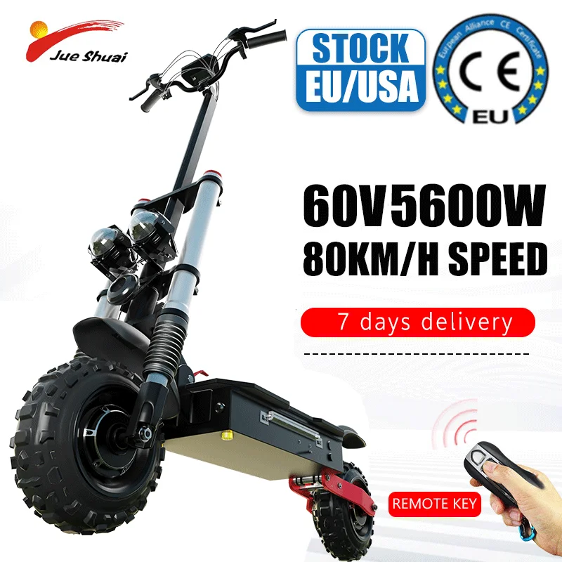 

Europe stock 80km/h Electric Scooter 5600W Dual Motor 11 Inch Off-road Kick Scooters 100 KM Long Range Electric Scooters Adults
