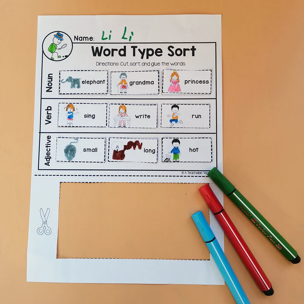 Grammar Cut and Pastes Exercise Learning English Workbook Educational Training Book for Kids Classroom Toys | Игрушки и хобби