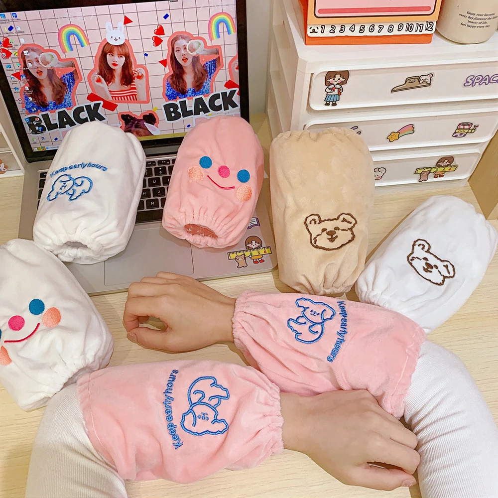 Детские фланелевые нарукавники с мультяшным медведем защита от загрязнений