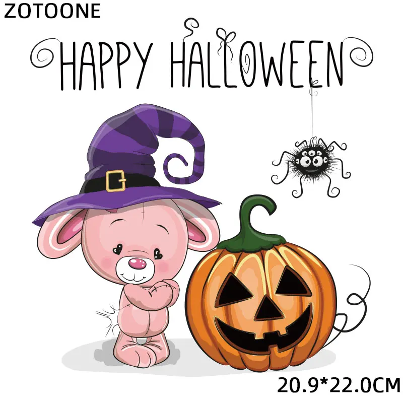 

ZOTOONE Halloween Iron on Bear Patches Animal Stickers Patches for Clothing T-shirt Heat Transfers DIY Accessory Appliques E