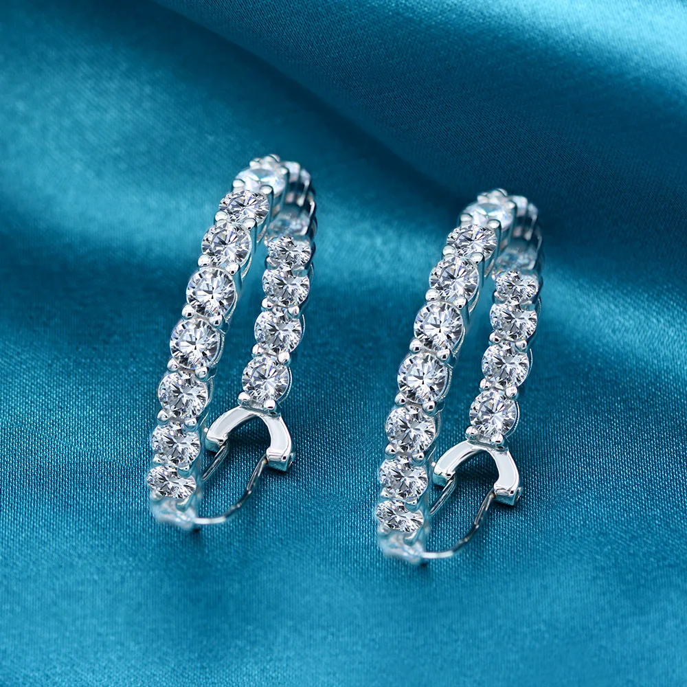 Реальные 925 серебро белый круглый синтетический алмазный циркон обруч с камнем