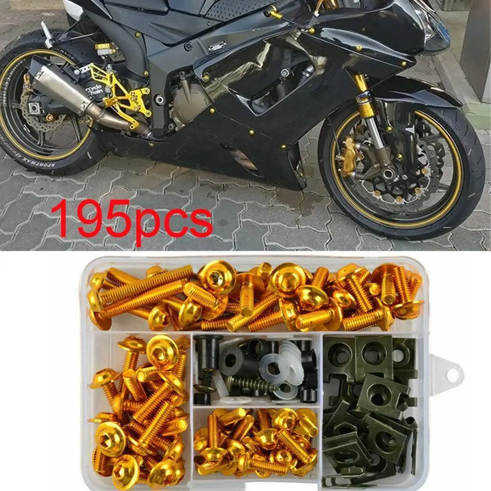 

195PCS/Set Motorcycle CNC Full Fairing Bolt Kits Body Modification Bolt Set With Bodywork Screws For Honda, Kawasaki,