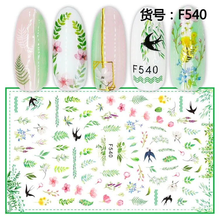 

3D наклейка для ногтей, ивовая ласточка, слайдер, наклейки, красивый дизайн, наклейки для маникюра