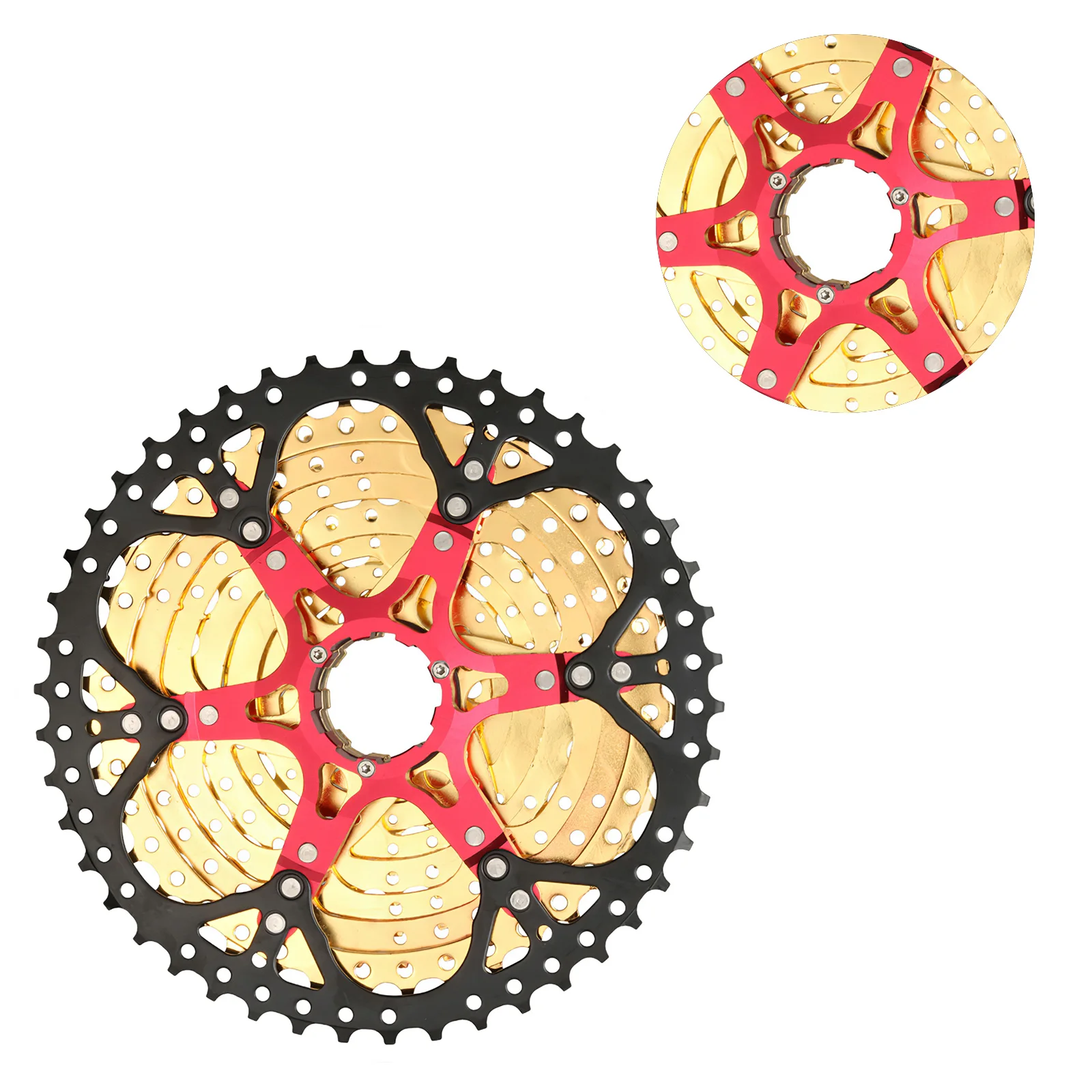 

Bicycle Cassette 9 Speeds Chrome-Molybdenum Steel Mountain Bike Durable Hollow Design Golden Bicycle Parts Climbing Accessories