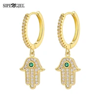 sipengjel new brilliant crystal zircon fine hand hoop earrings simple elegant piercing earrings for women temperament jewelry