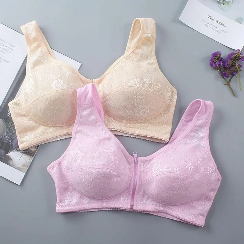 

Women Soft Cotton Front-Close Bralette Size 36-46 B C D Cup Big Size Bra Large Size Middle Age Comfortable Everyday Wear