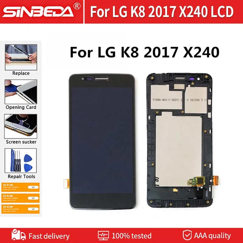 

Original 5.0'' For LG K8 2017 X240 LCD Display Touch Screen Digitizer Assemble For LG X240 X240K X240H Display with Frame