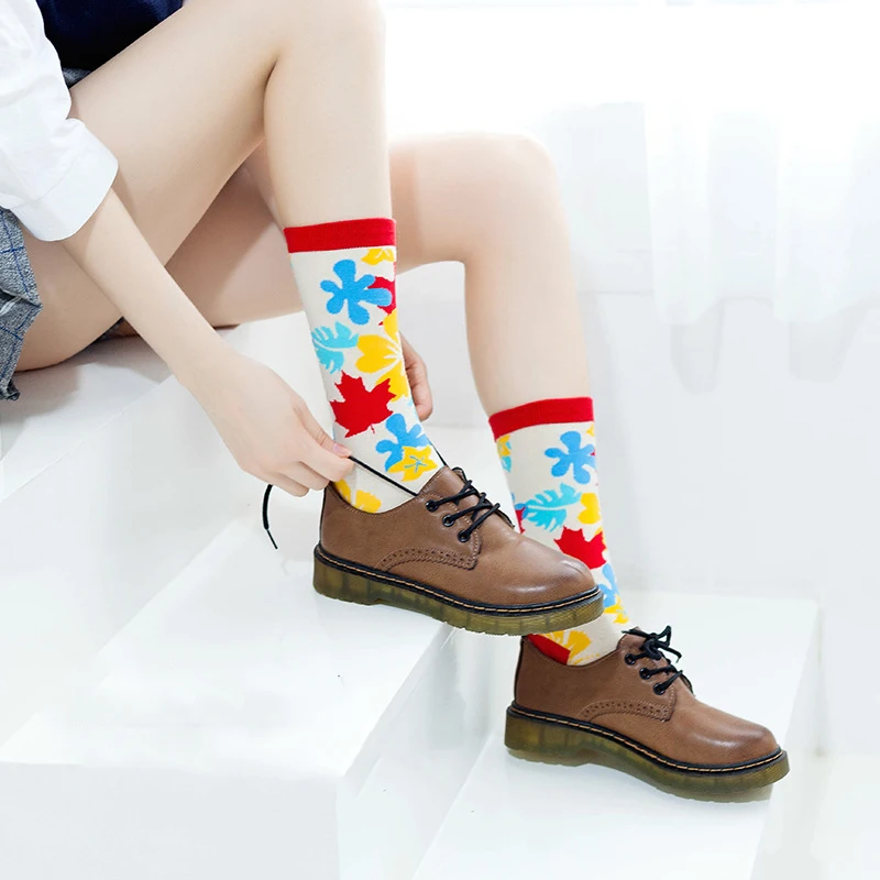 Women Funny Men Sock Shark Cotton Personality Happy Art Van Gogh World Famous Painting Female Socks Oil Christmas gift Мужская одежда