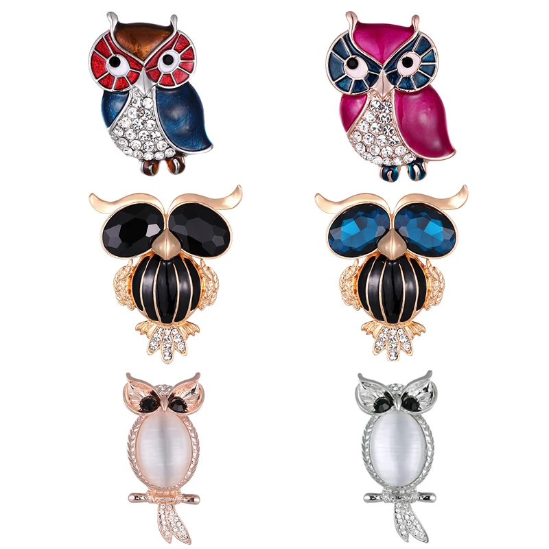 Новинка эмаль булавки стразы Сова брошь животное броши для женщин и мужчин