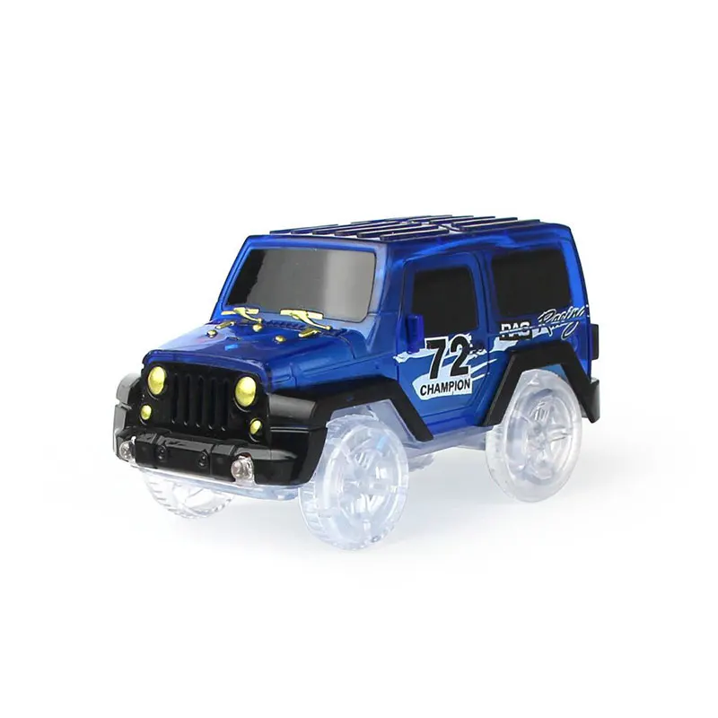 blue car 8/32 шт. светящихся гоночных треков, что изгиб гибкая и свечение с светодиодный игрушки для детей автомобиля набор аксессуаров туннель костюм для 6 см Ширина трек - Цвет: blue car