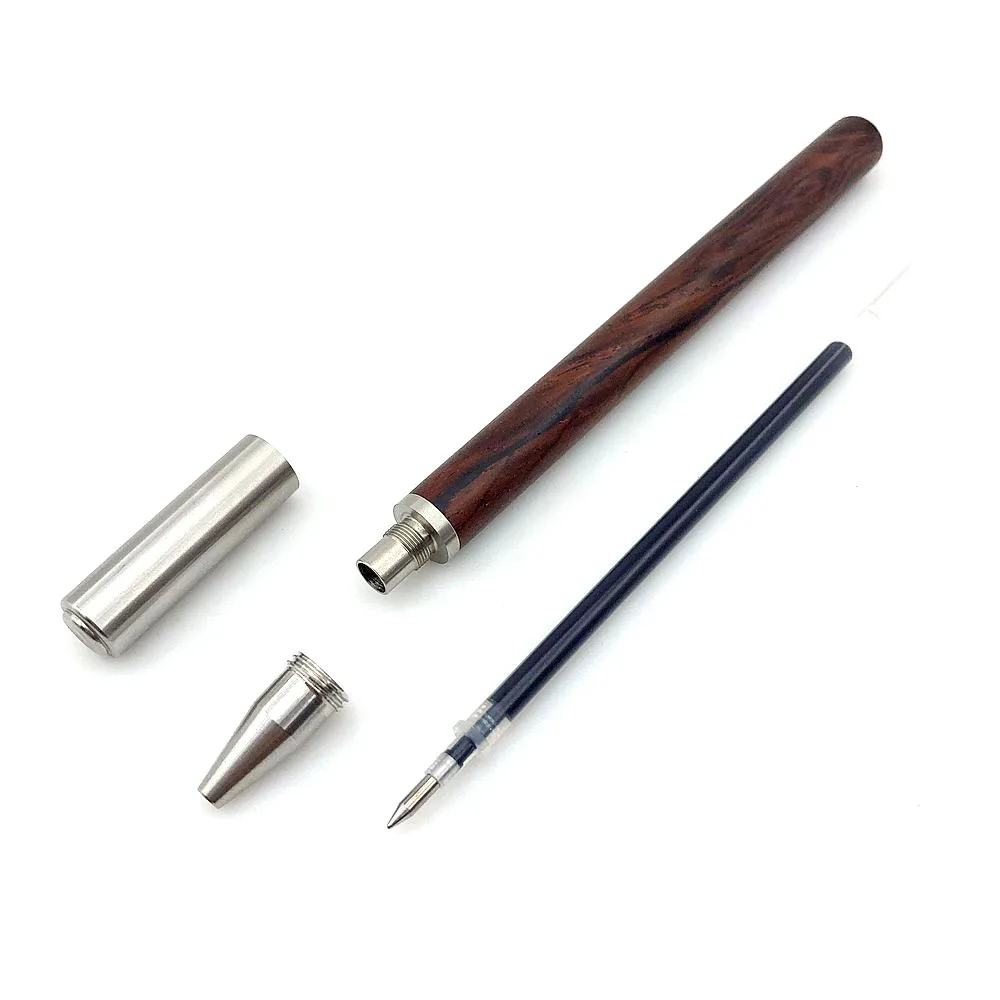 Шариковая ручка из нержавеющей стали цилиндрическая деревянная гелевая