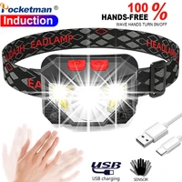 hands free led headlamp motion sensor head lamp led headlight torch built in battery inductive light with portable box