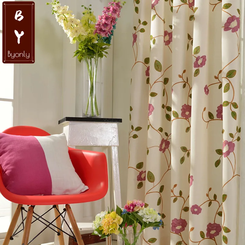 

Modern Garden Artificial Cotton Embroidery Curtains for Living Dining Room Bedroom.