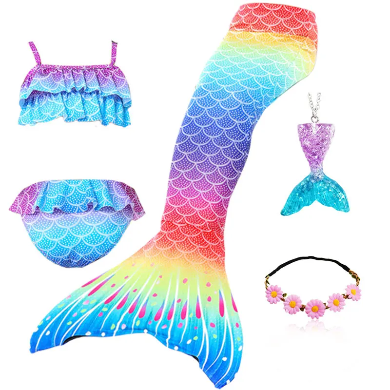 Детский костюм Русалочки для девочек купальный косплея хвост моноласт на
