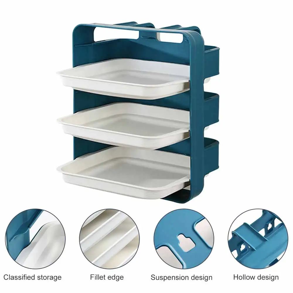 

3/6 Layers Wall-mounted Dish Organizer Rack Kitchen Fruit Vegetable Storage Holder Wall-hanging Shelves Pantry Organizer Box