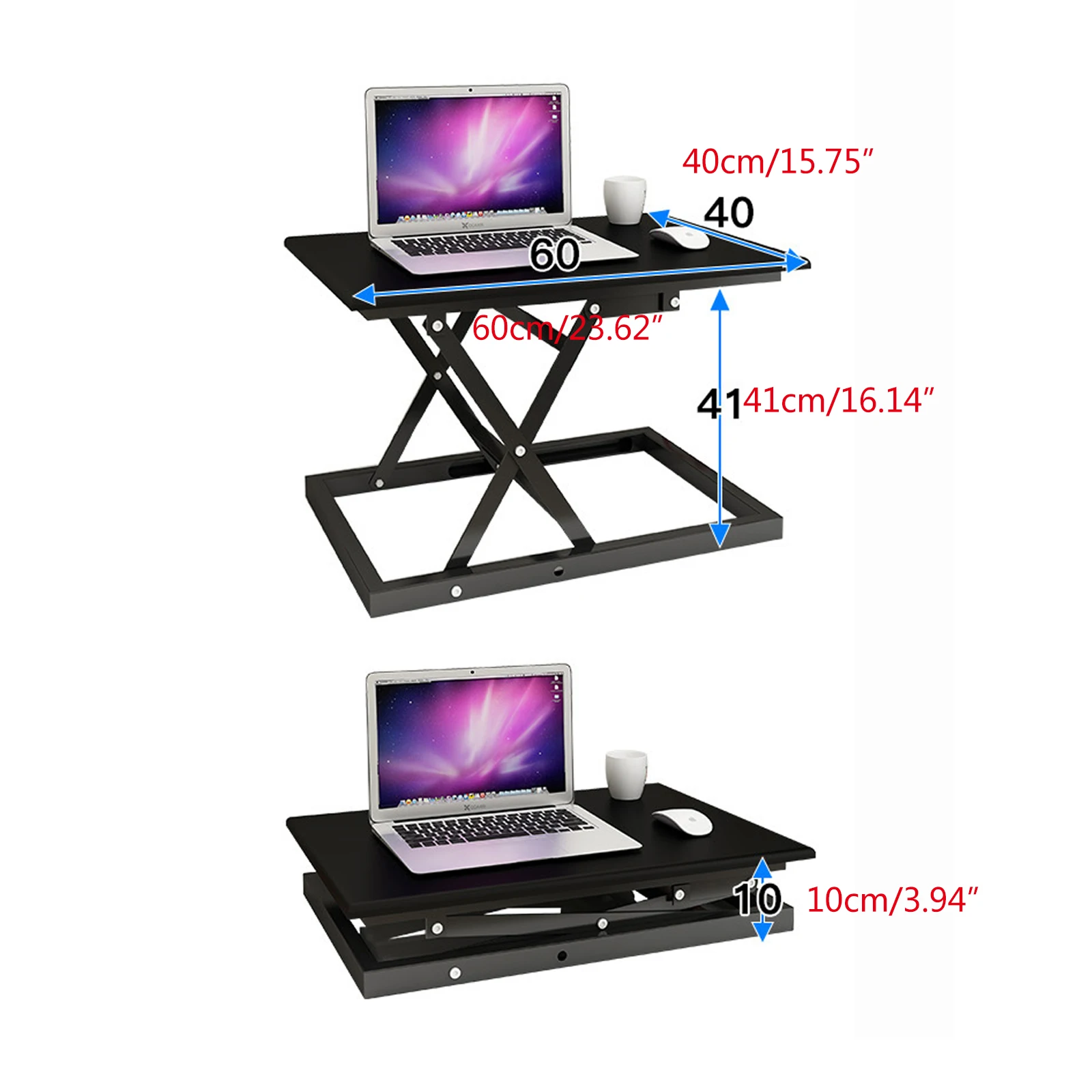 Черный регулируемый по высоте компьютерный стол с подставкой для настольного