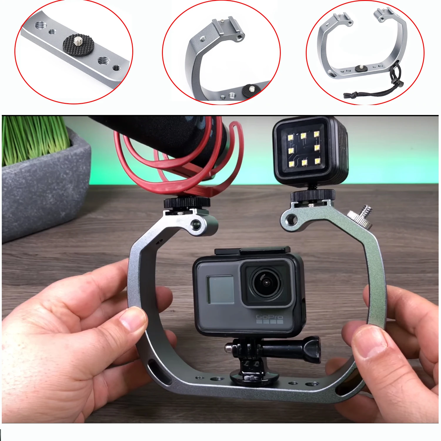 Sevenoak SK-GHA6 Handheld Aluminum Video Cage Rig Stabilizer Frame Bracket Micro Film Making System for GoPro Action Cameras enlarge